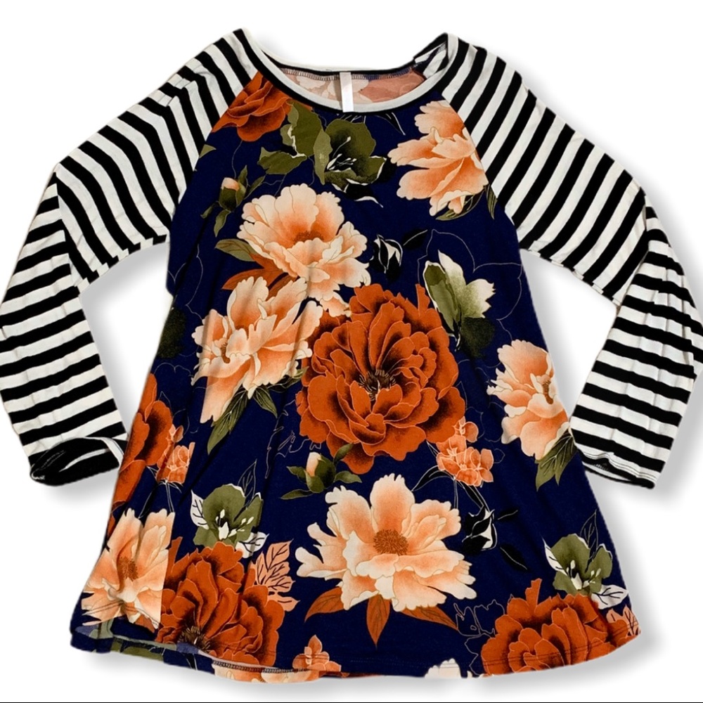 GUC flowered tunic w/stripe sleeves by Watermelon